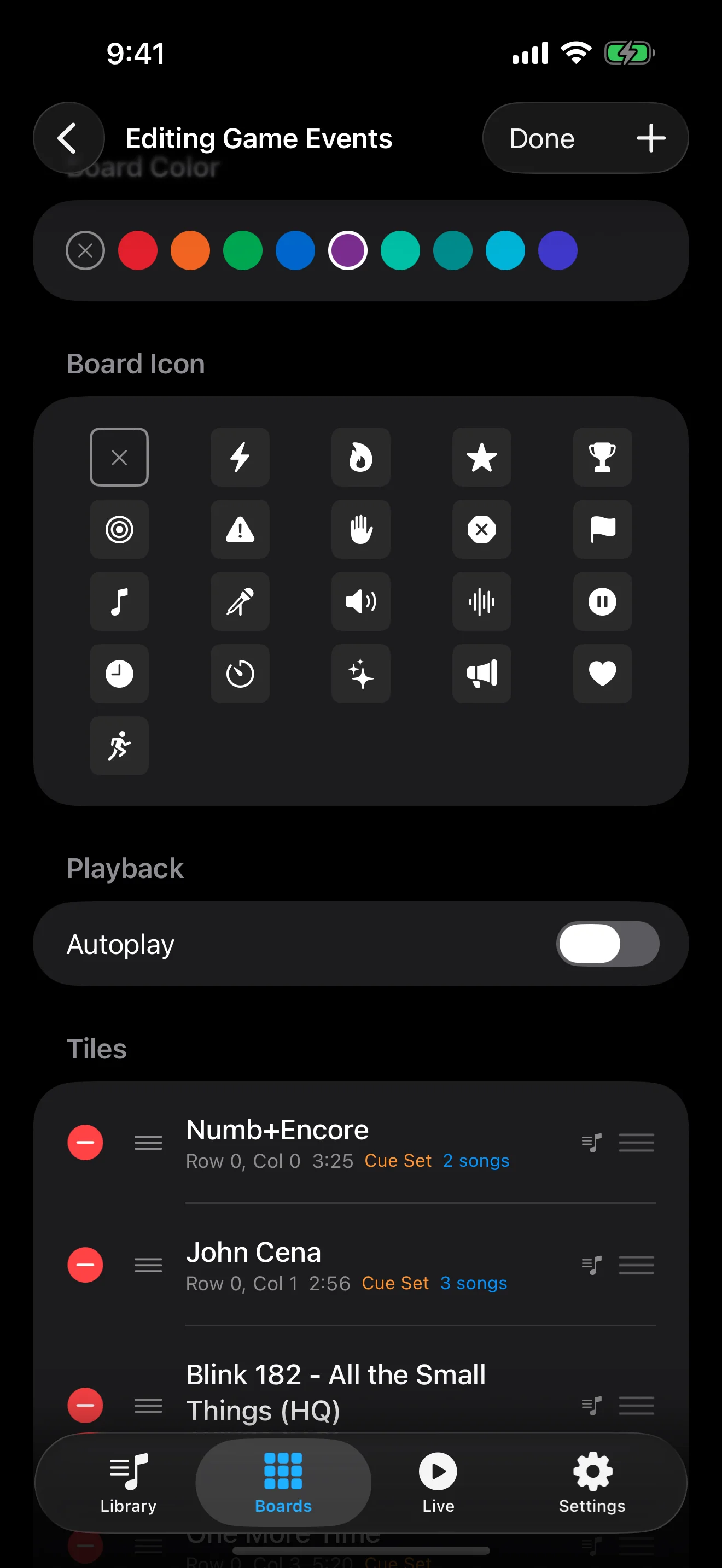 BenchHype board editor with customizable sound tile layout